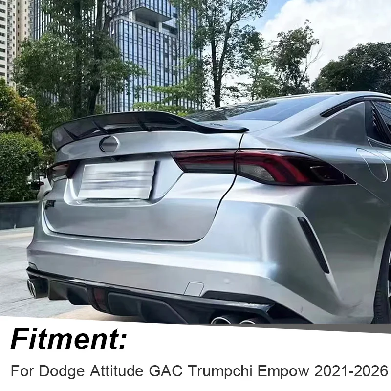 For GAC Trumpchi Empow Dodge Attitude 2021 22 23 24 25 Rear Trunk Lid Car Spoiler Wing R Style ABS Black Carbon Color Accessorie