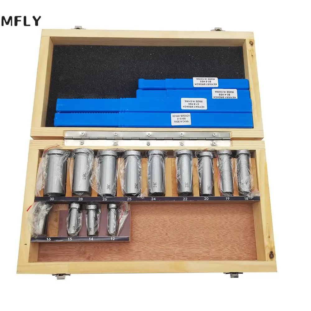 22pcs Hss Groove Keyway Broaches Set Bushing Shim Set Metric System 12-30 HSS Keyway Tool Knife for CNC Machine