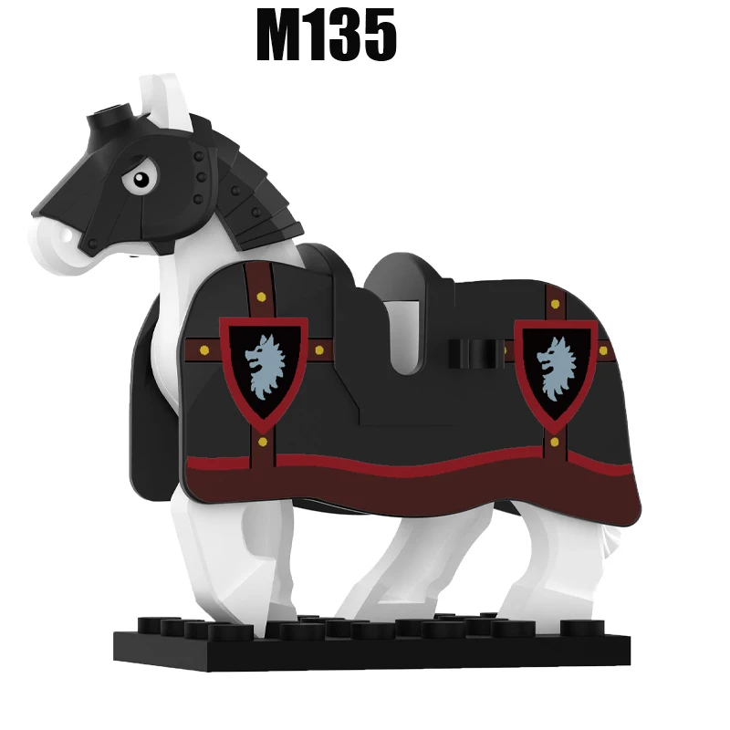 Mittelalterliche Militärburg Kriegspferd Bausteine Grüner Drache Wald Wolf Fledermaus Löwe Ritter Kriegskrieger Zubehör Ziegel Spielzeug
