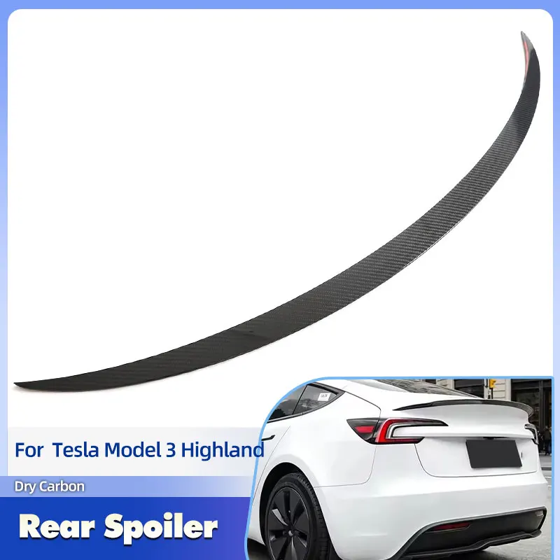 

Car Rear Trunk Spoiler Wings Prepreg Dry Carbon for Tesla Model 3 Highland 2024-2026 Racing Rear Spoiler Boot Wing Lip Body Kit