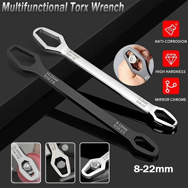8-22mm Universal Self-Tightening Wrench Adjustable Double Head Box Wrench Manual Hand Tool For Factory Working