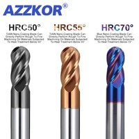 AZZKOR HRC50/55/70 For Steel Material Endmills 4-Flute Ball End Mill Tungsten Carbide CNC Milling Cutter Tools R0.5-R6.0mm