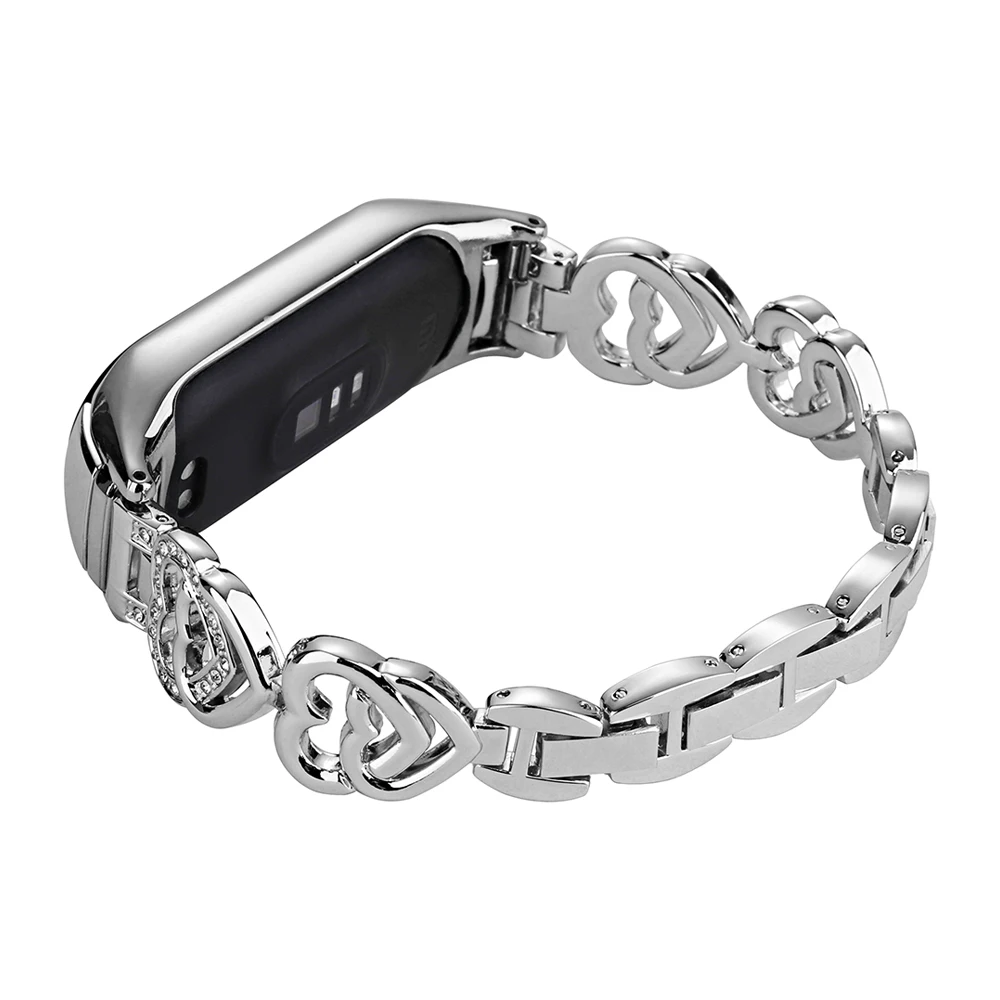 Thin Metal Strap for Xiaomi Mi Band 5/7/6 Wristband Women Bling Bracelet Slim Watchband for Mi Band 10/9/8 Smartwatch Adjustable