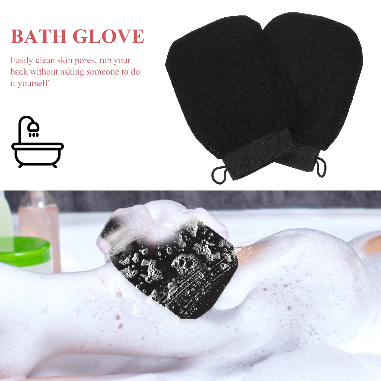 2 قطعة قفازات تدليك الجسم قفازات حمام التقشير مواد عالية الجودة لطيف على للذراعين والساقين والصدر والظهر #3