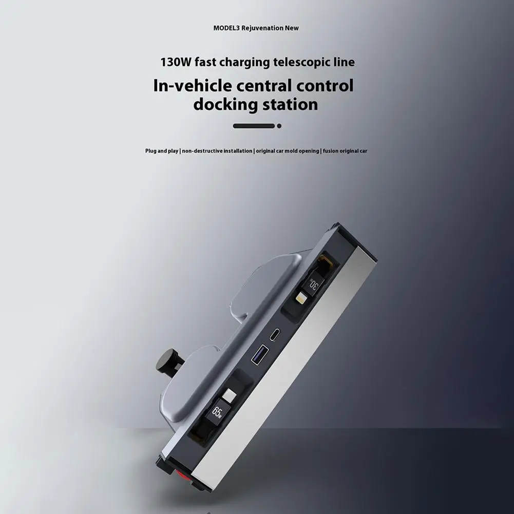 

Docking Station Cigarette Lighter Charger Multi USB Port 27W Fast Charge Smart Temp Control Safety Protection for Tesla Mod E9F7