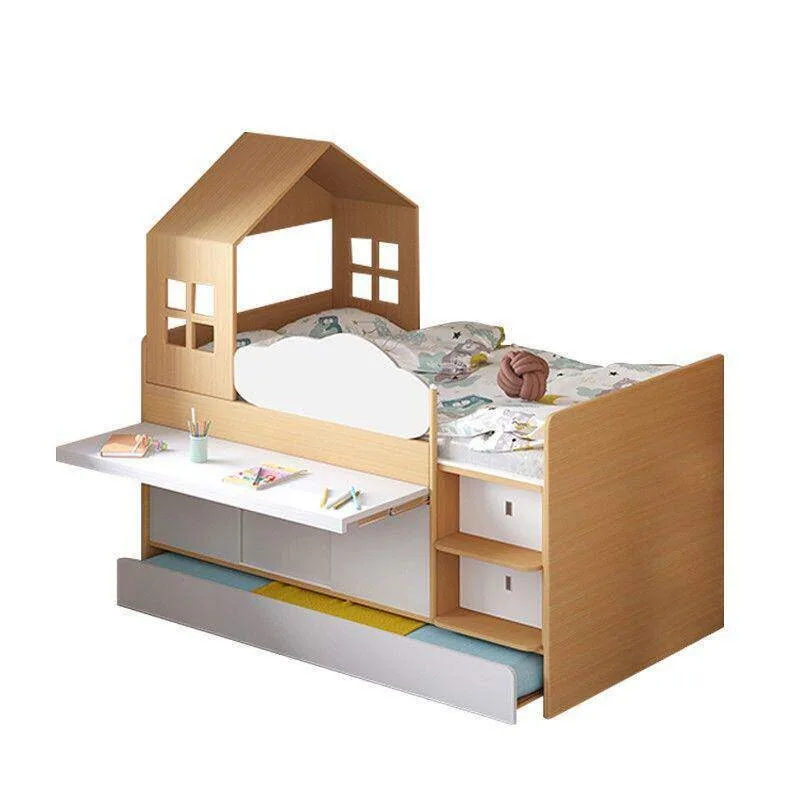 Multifunctional storage half-height bed, small apartment with pumping bed, under-bed cabinet combination with desk