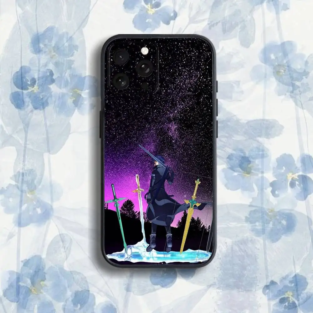 حافظة هاتف Sword Art O-Online SAO Kirigaya لهاتف iPhone 17,16,15,14,13,12,Pro,Max,Plus,E,SE4,Air,Mini Black Soft Box