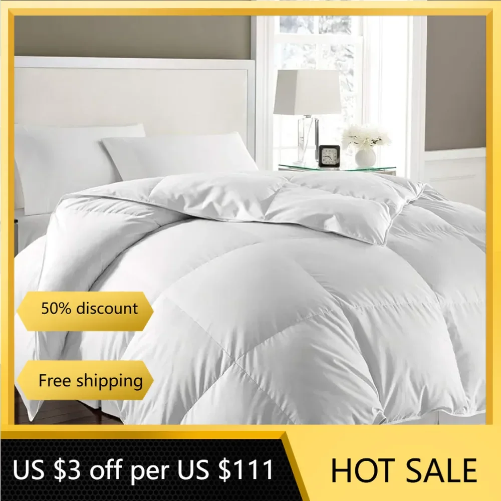 White Feather Goose Down Comforter-All Season Warmth Double Bed Quilt Bed King Size King freight Free