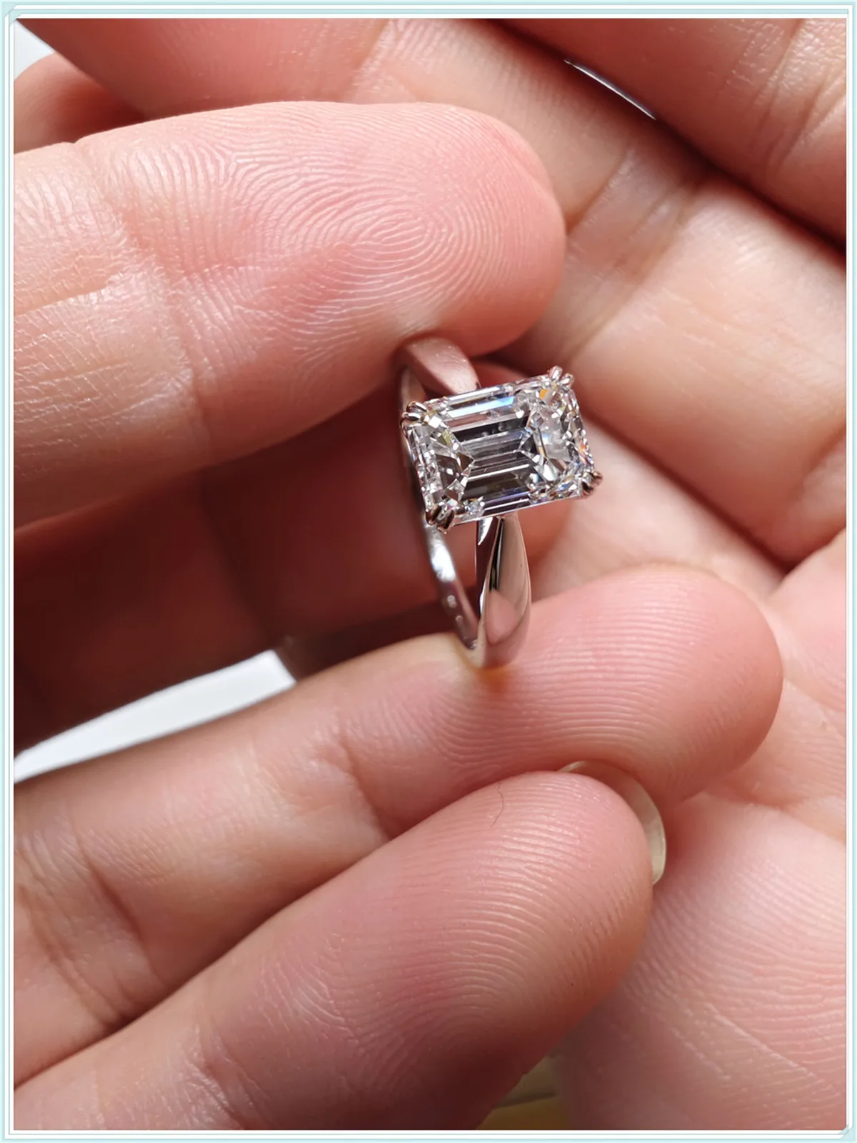 14K Solid Gold Lab-Grown Diamond 2ct Emerald Cut Four-Prong Wedding Ring, Premium Jewelry Platinum Engagement Ring Custom Wholes