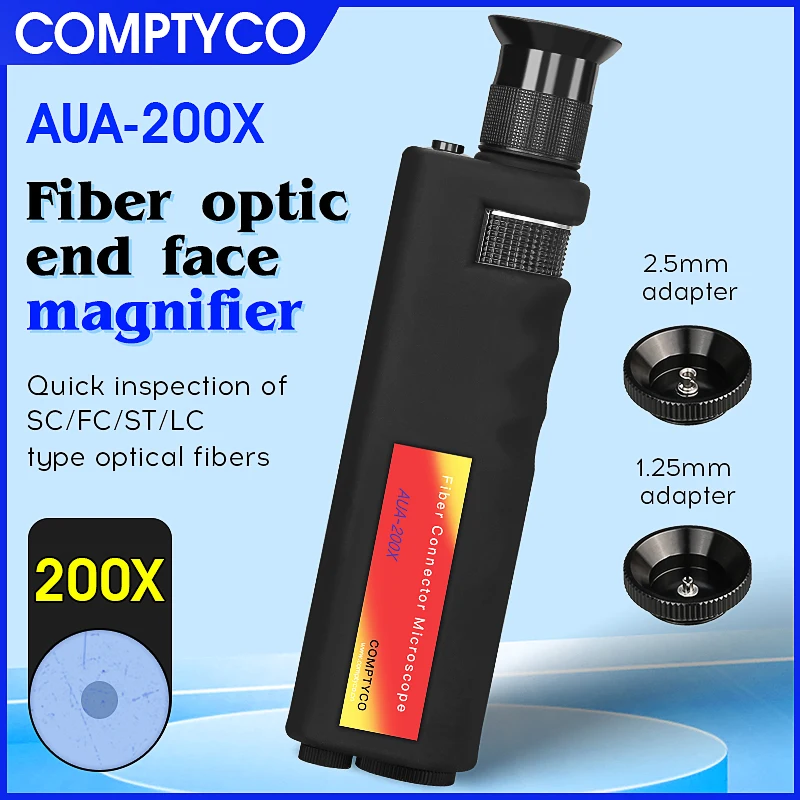 COMPTYCO AUA-200X/AUA-400X Optical Fiber Inspection Microscope 2.5MM(SC/FC/ST) 1.25MM(LC) Adapter Fiber Optic Magnifying Glass