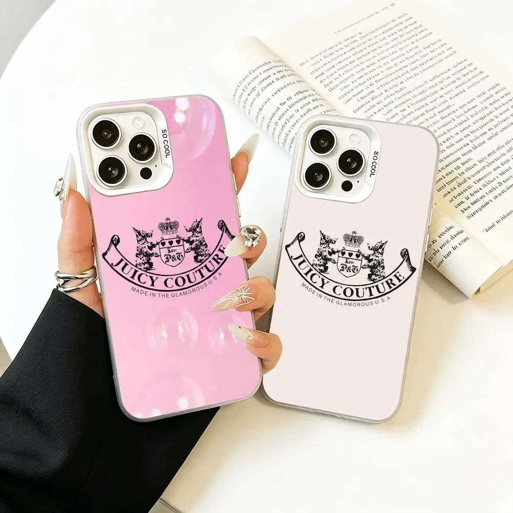 

J-Juicy C-Couture Phone Case For iPhone 17,16,15,14,13,12,11 Plus,Pro Max,XS,White Silver phone case