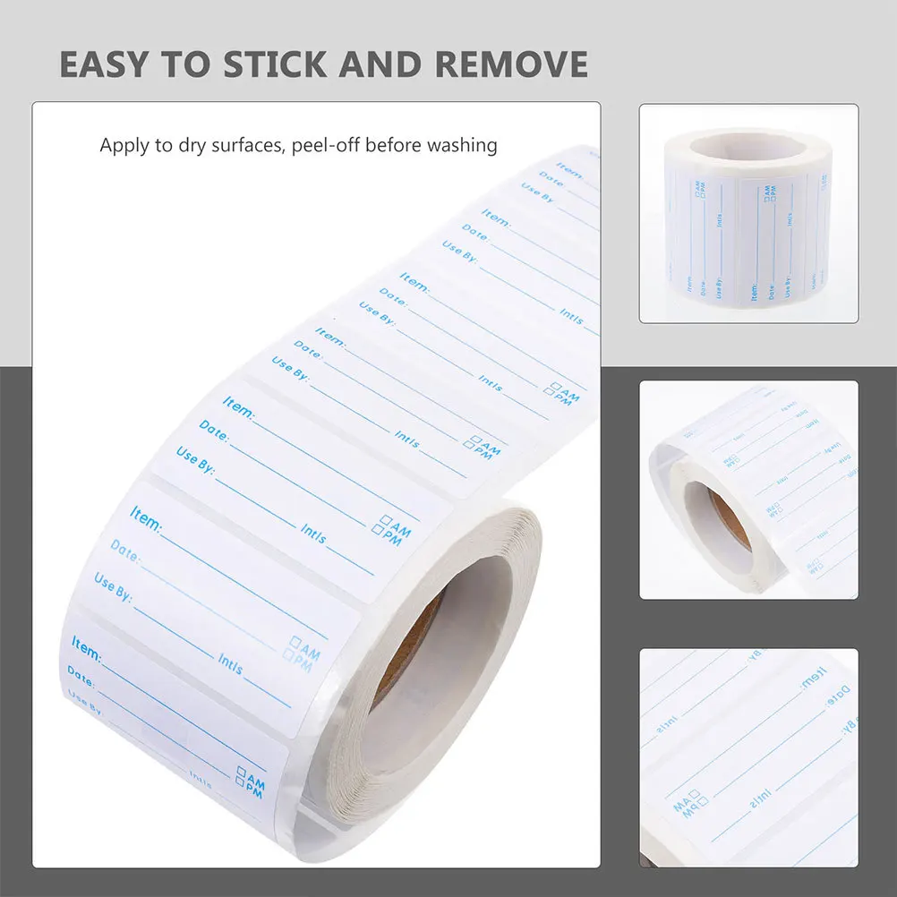 2 Rolls Rotating Food Label Stickers Writable Removable for Freezer and Reusable Containers Food Labels