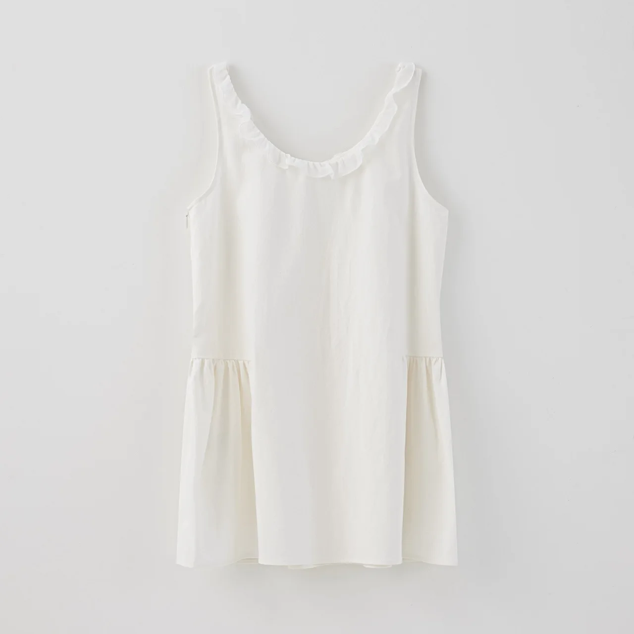 Dulce Color puro redondo Ne chaleco Dr Dongda puerta Tannat Retro pequeño ence Ele Sle Casual algodón verano Dr