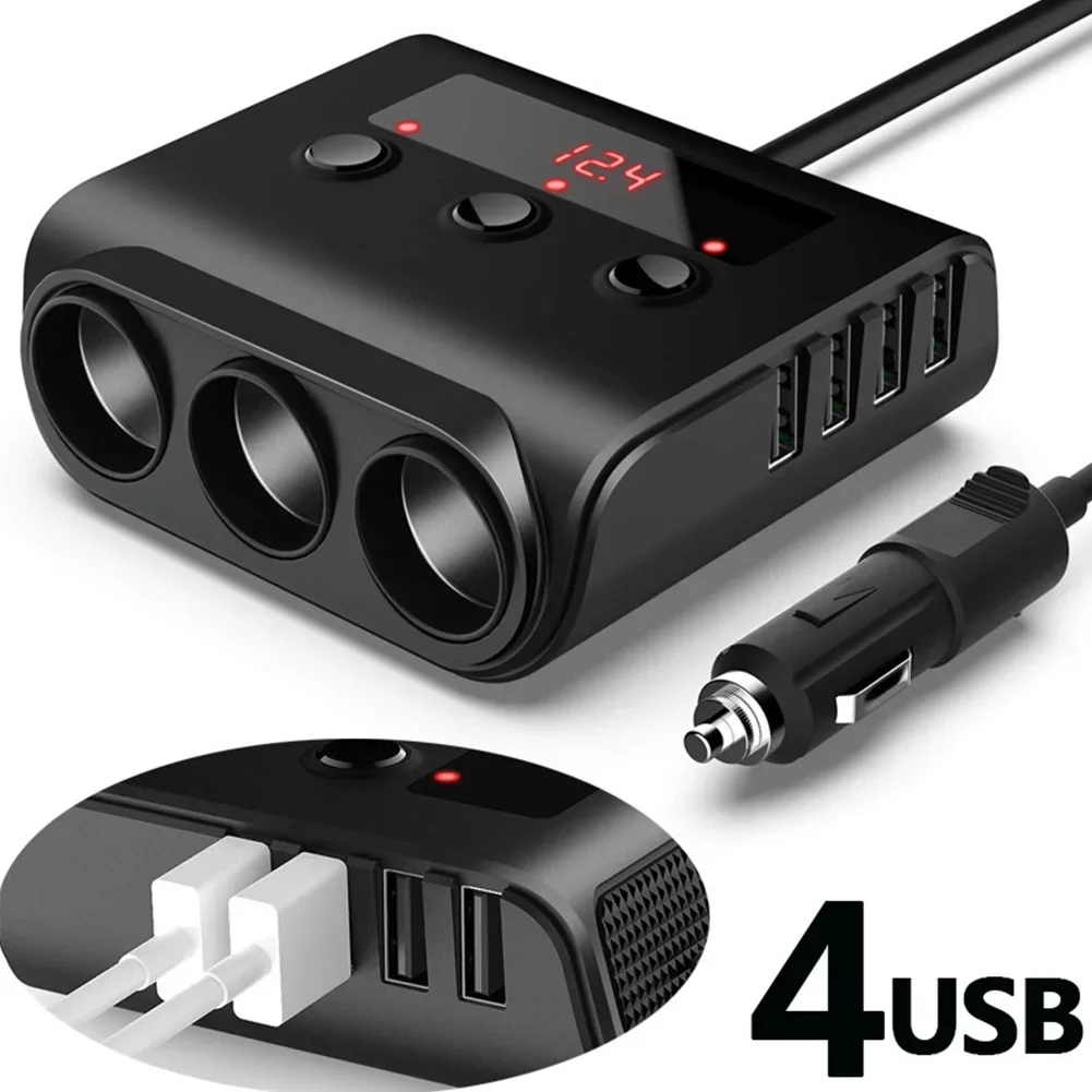 

12V-24V Car Cigarette Lighter Plug 3.1A 120W Cigarette Lighter Adapter 3 Way Auto Charger Adapter 3 USB Port for Car Accessories
