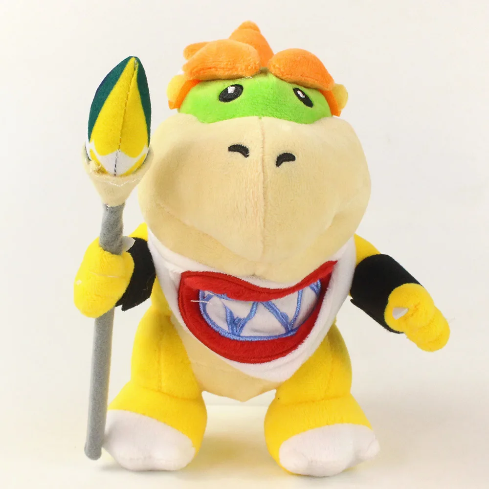 Super Mario Bowser Jr. Peluche, poupée en peluche douce de personnage de jeu avec sceptre, cadeau d'anniversaire de Noël, décoration d'intérieur
