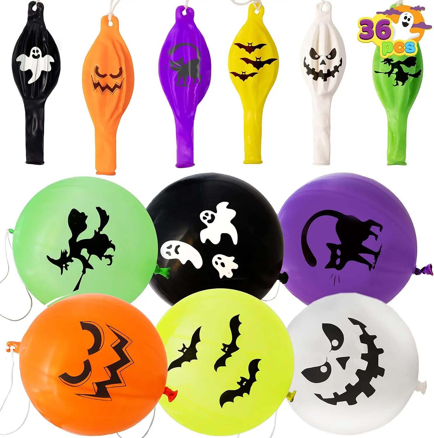 JOYIN 36 Pieces Halloween Punch Balloons for Halloween Punching Balloon Party Favor Supplies Decorations, Trick or Treat Toys,School Classroom Game