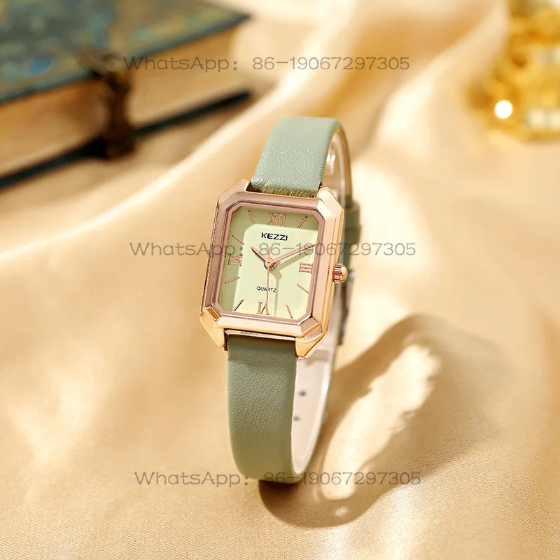 Customized new women's watch quartz movement fresh and delicate fashion girl watch square women's watch retro belt model