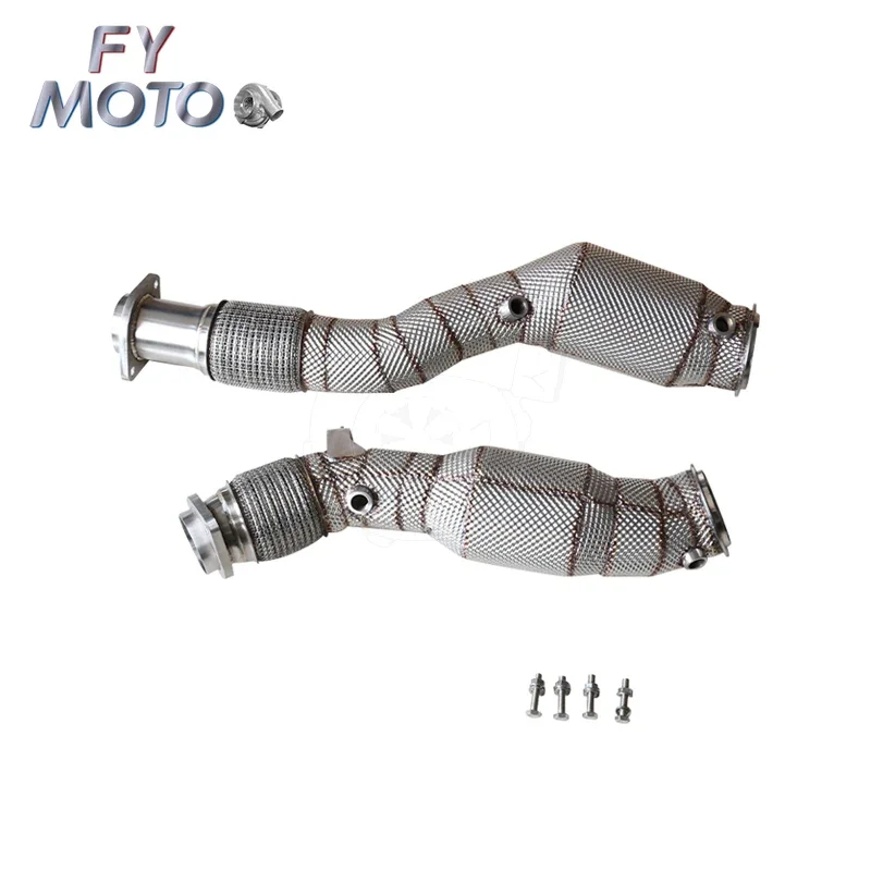 Exhaust Catalytic Downpipe สําหรับ BMW X3M X4M F97 F98 3.0T S58 2019+ พร้อมแผ่นป้องกันความร้อน