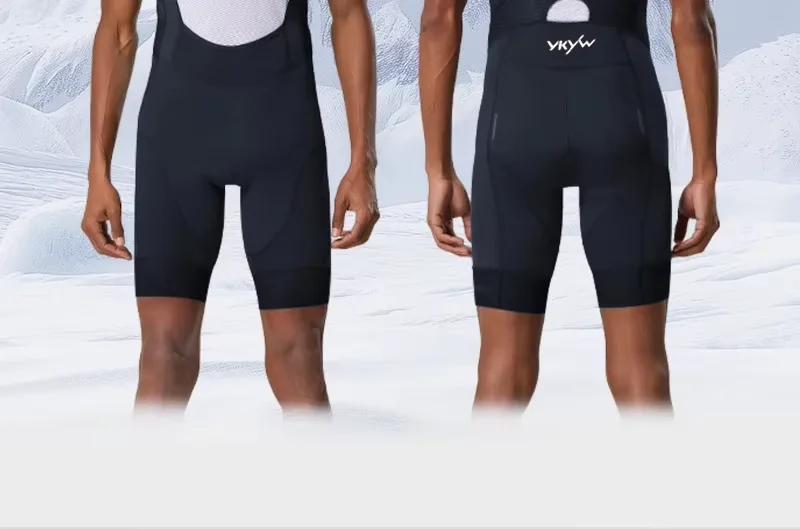 YKYWBIKE Herren-Radtrikot-Shorts für den Sommer 7H Paris HP Gepolsterte Elastische Atmungsaktive Rennrad-Fahrrad-Trägerhose – Detail 6