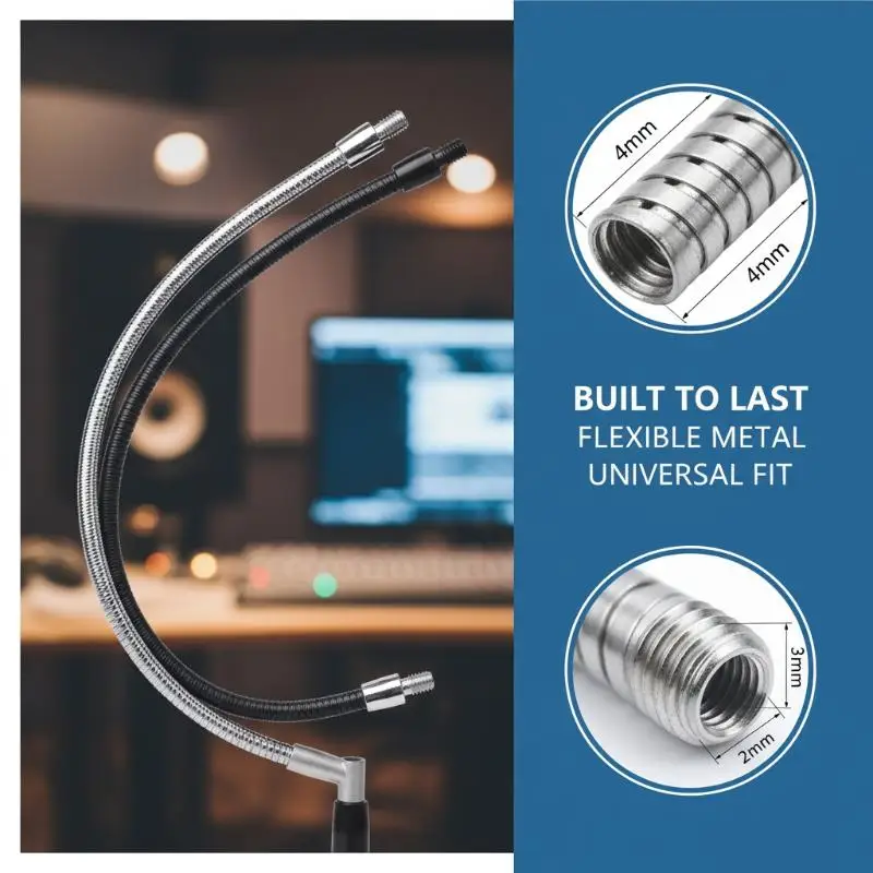 LED M4 Black Silver Microphone Positioning Hose Two External Teeth M4 Flexible Snake Tube