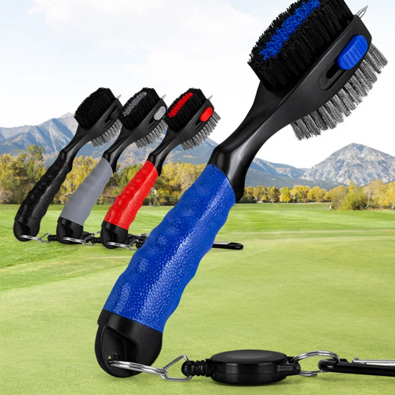 Golf Club Brush Multifunctional Double-Sided Cleaning Stianless Steel Wool Portable Hook Accessories