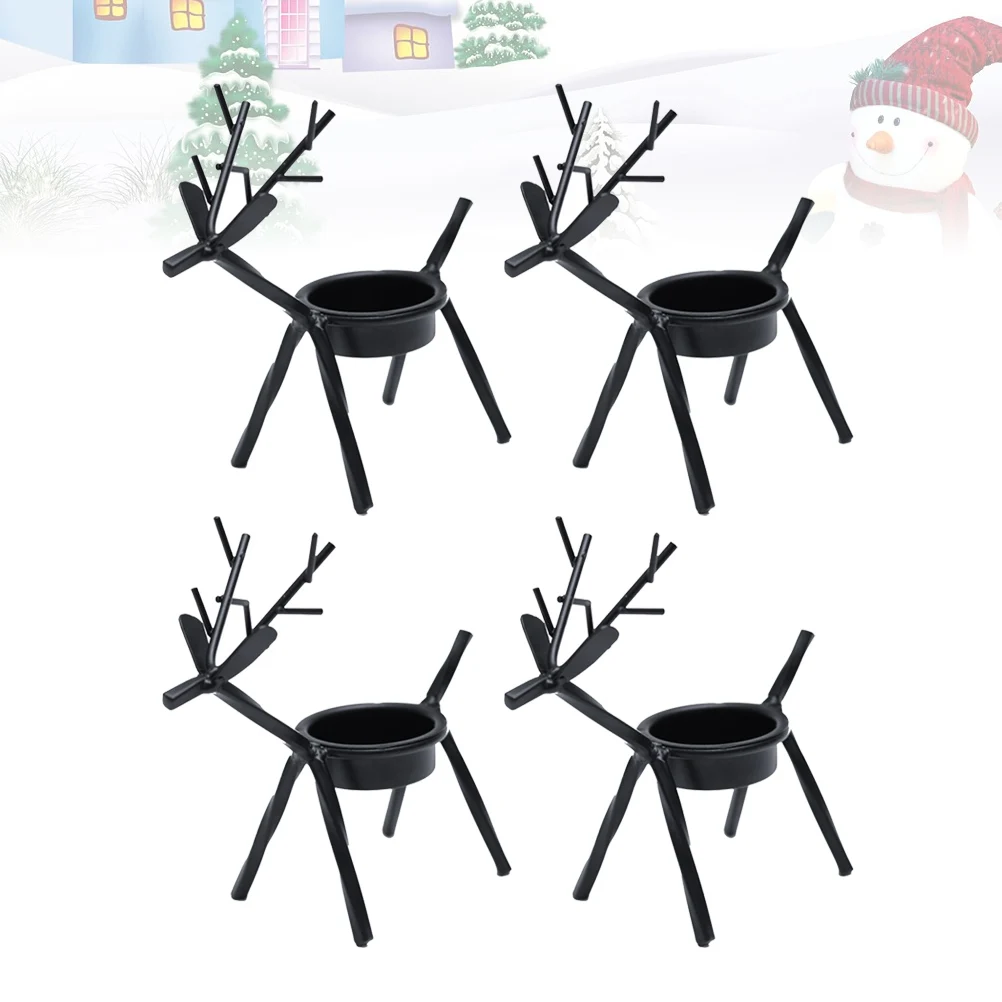 

4pcs Deer Holders Christmas Tealight Holder Iron Candlestand Reusable Holiday Home Decoration Gift For Wedding Birthday