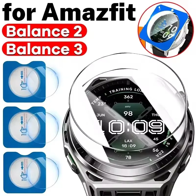 Easy Installing Tempered Glass Films for Amazfit Balance 3 2 Anti-scratch High Definition Screen Protector with Dustfree Kit