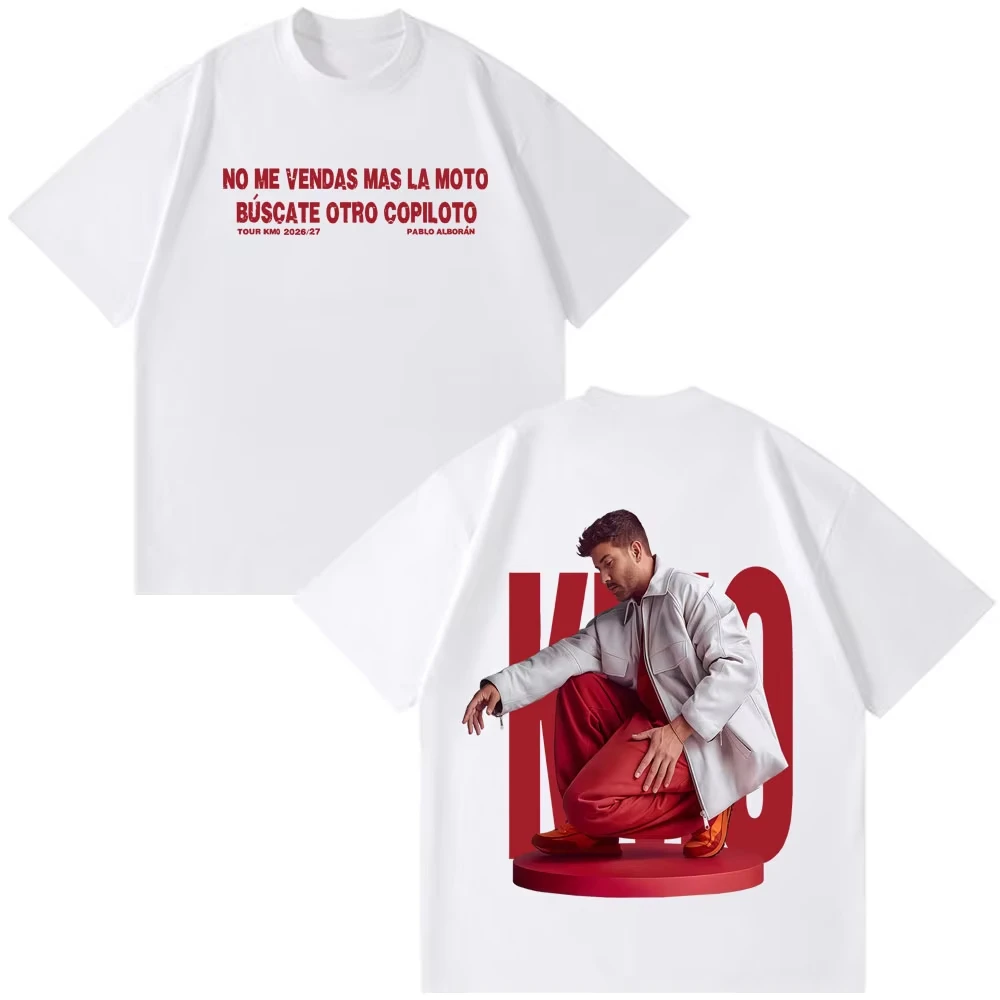 Singer Pablo Alborán Kmo Global Tour 2026-2027 Print T Shirt Men Women Hip-hop T-shirts Short-sleeved Top Punk Cotton T Shirts