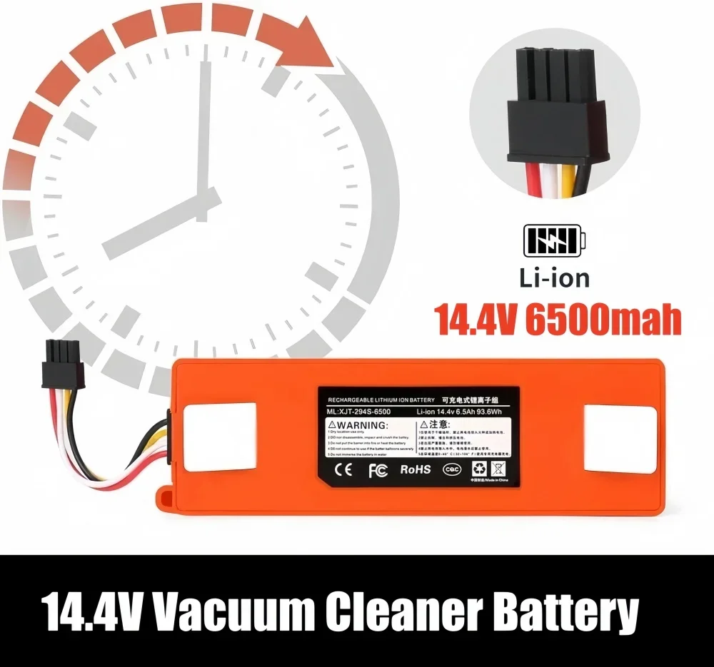 

14.4V 6500mAh Roborock S50 Battery Brr 2p4s 5200d Original Battery for Xiaomi Robot Roborock S50 S51 S55 T60 Accessory Spare