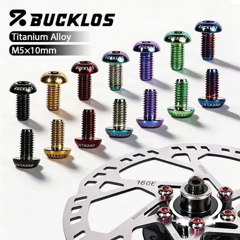 BUCKLOS M5x10mm Bicycle Disc Brake Screw 12pcs T25 Titanium Torx Rotor Fixing Brake Screw Lightweight MTB Bike Disc Rotor Bolts