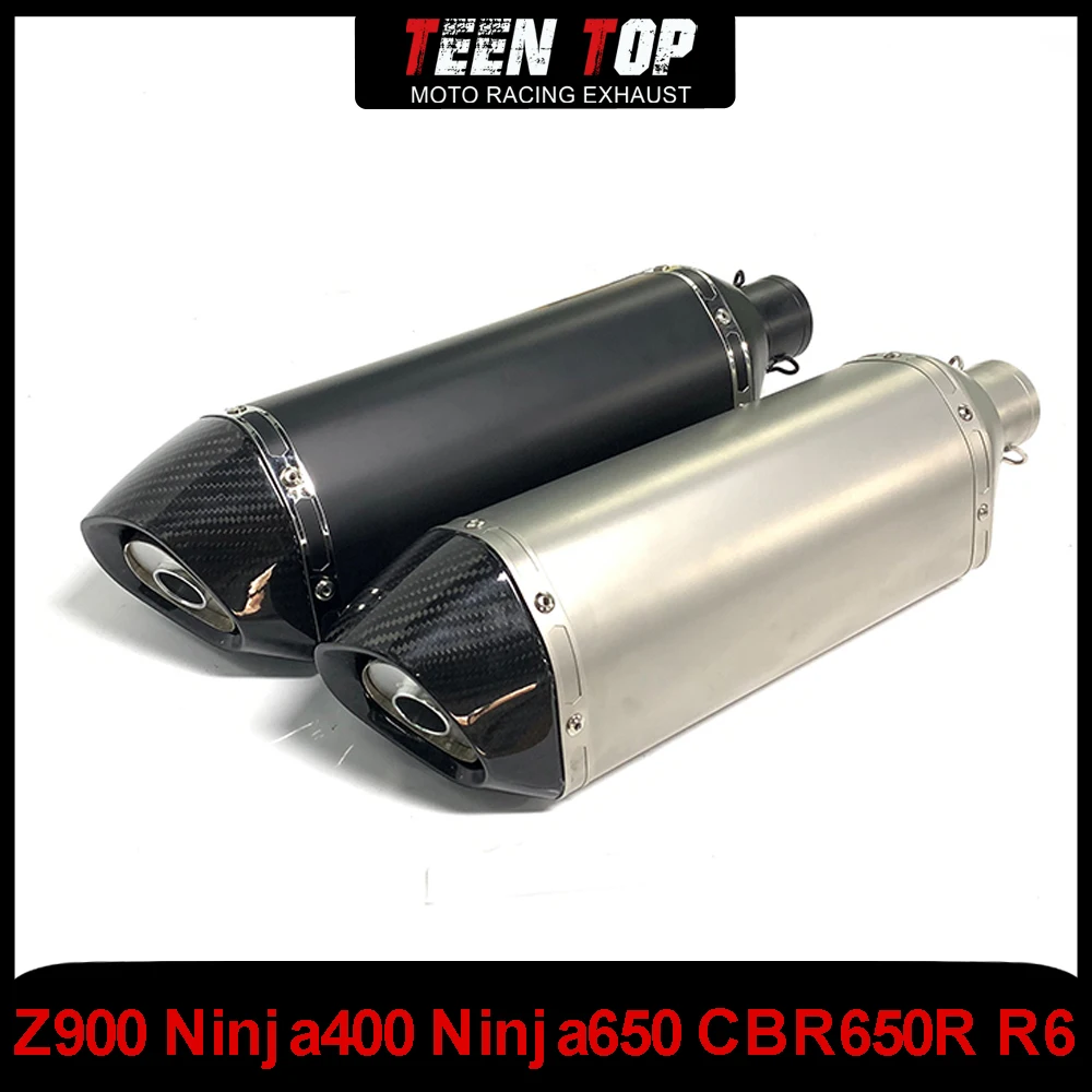 

Universal Motorcycle 51mm Exhaust Muffler R6 Z900 Ninja400 Ninja650 CBR650R Carbon Fiber DB Killer Silencer Moto 470mm Tube