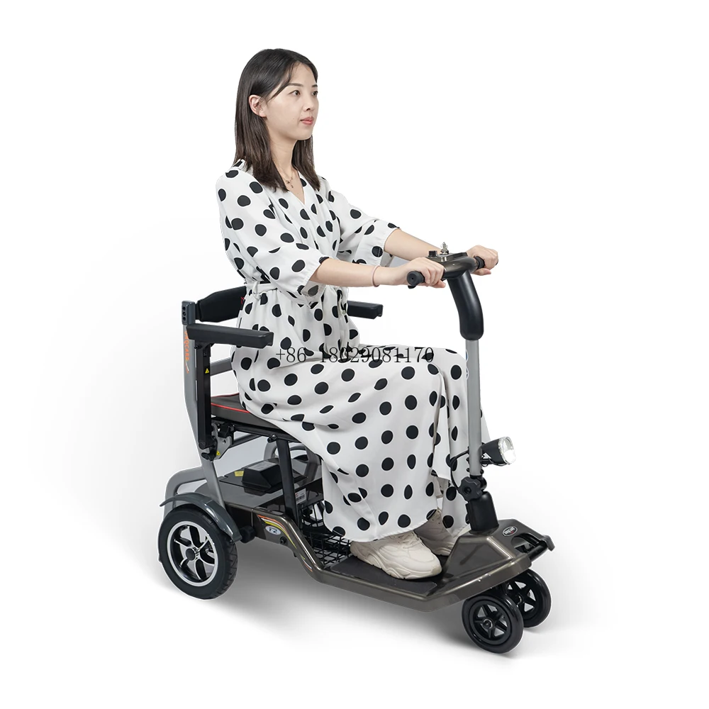 Small Electric Three Wheel Disabled Mobility Scooter for Elderly Handicapped Folding Portable Compact Lightweight Foldable