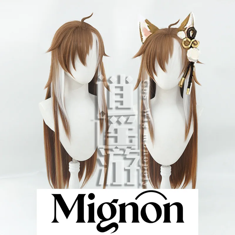 

Genshin Impact Miss Hina Cosplay Wig Gorou Gender Swap Ears Inazuma Long Hair Halloween Gift