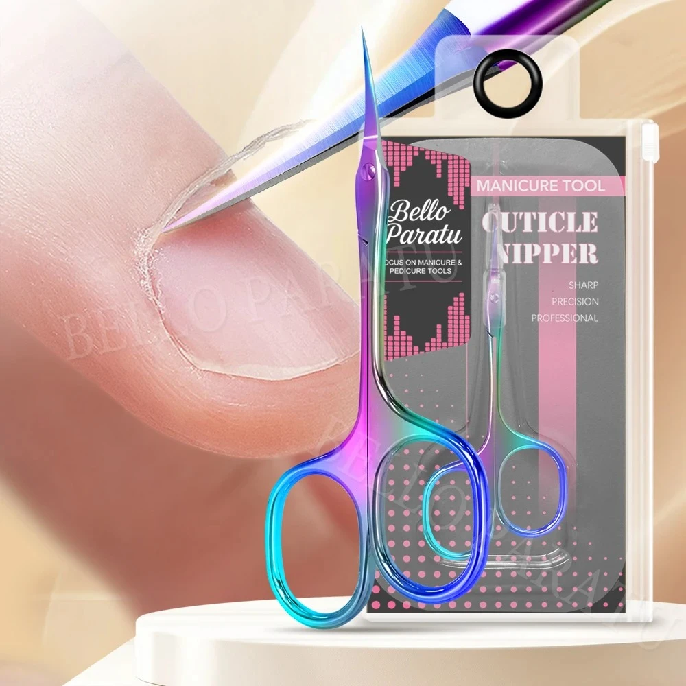 

1Pcs Cuticle Scissors Extra Fine Curved Blade Nail Manicure Scissors Pointed Tip Eyebrow Eyelash Dry Skin Small Scissors