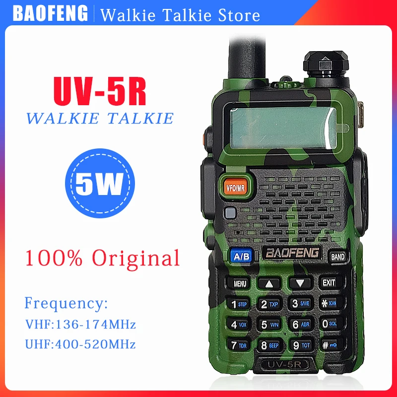 

BAOFENG Original UV-5R Camouflage Walkie Talkie 5W Dual Band Handhled Two Way Radio BF-UV5R Portable Radios Army Green