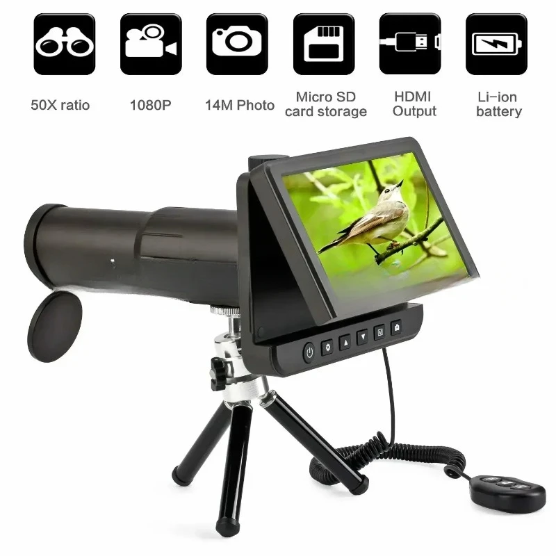 5.0 Inch LCD Digital Monoculars Binoculars Camera 50x 1080P Video Photo Recorder Portable Digital Camera Telescope for Watching