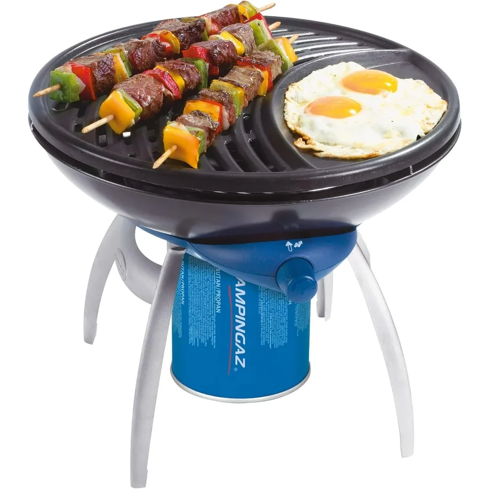 Party Grill, Camping Stove and Grill, All-in-One Portable Camping BBQ, with Griddle, Grid and Pan Support