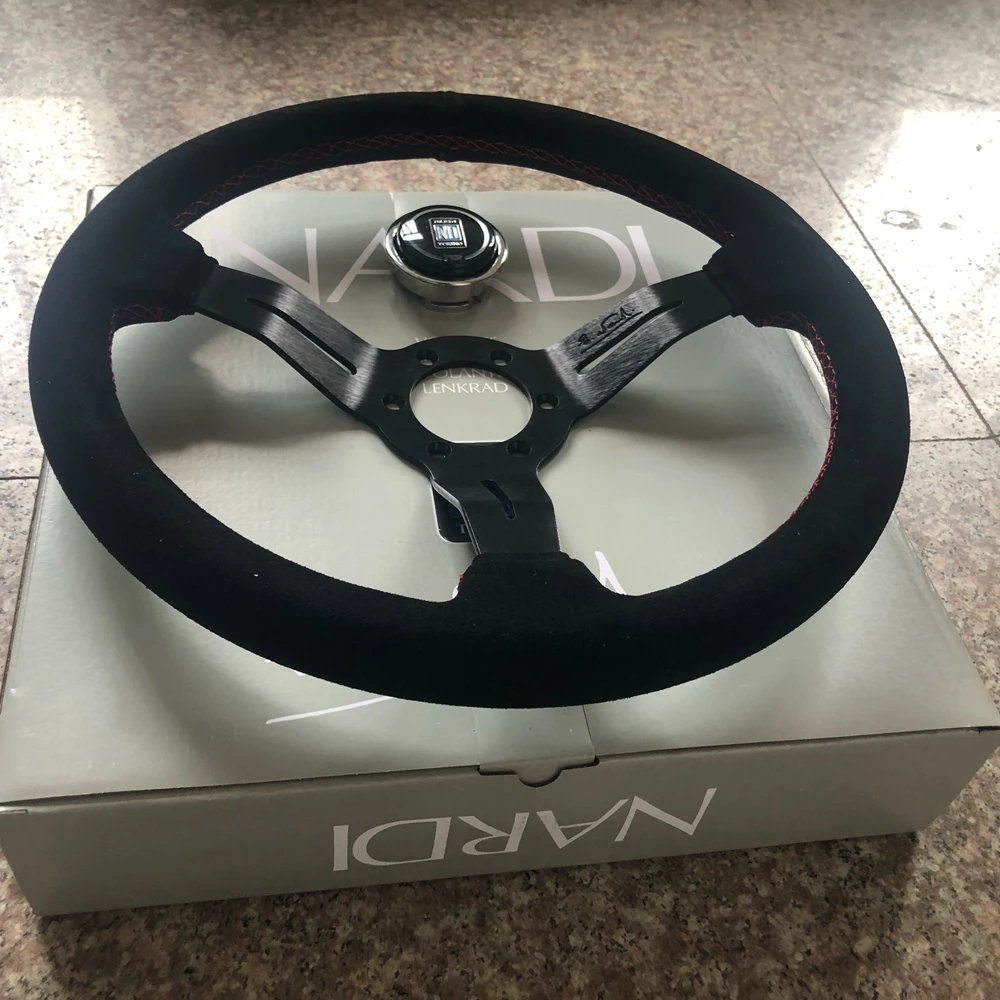 Nardi 14Inch Universal Racing Drift Nardi Steering Wheel Car ND Suede Leather JDM Steering Wheel Volantes For HONDA BMW TOYOTA