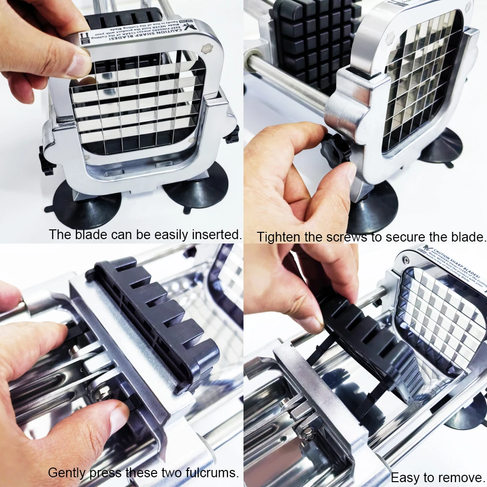 French Fry Cutter 9.6mm(3/8in)/13mm(1/2in) Potato Cutting Machine Blades for Cucumber Salad Eggs Sausage Meat Cake