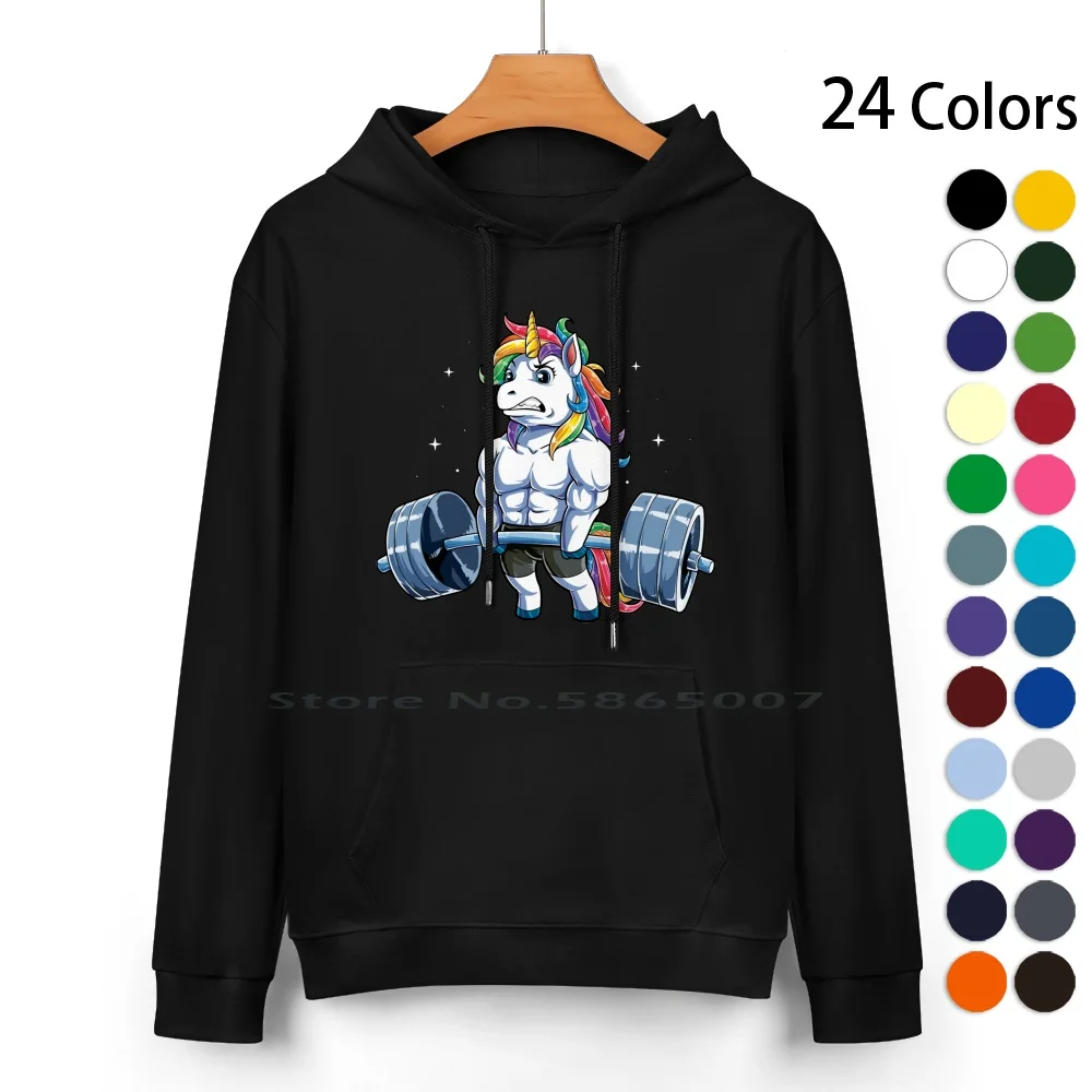 

Unicorn Weightlifting Fitness Gym Deadlift Rainbow Gifts Party Men Women Pure Cotton Hoodie Sweater 24 Colors Unicorn