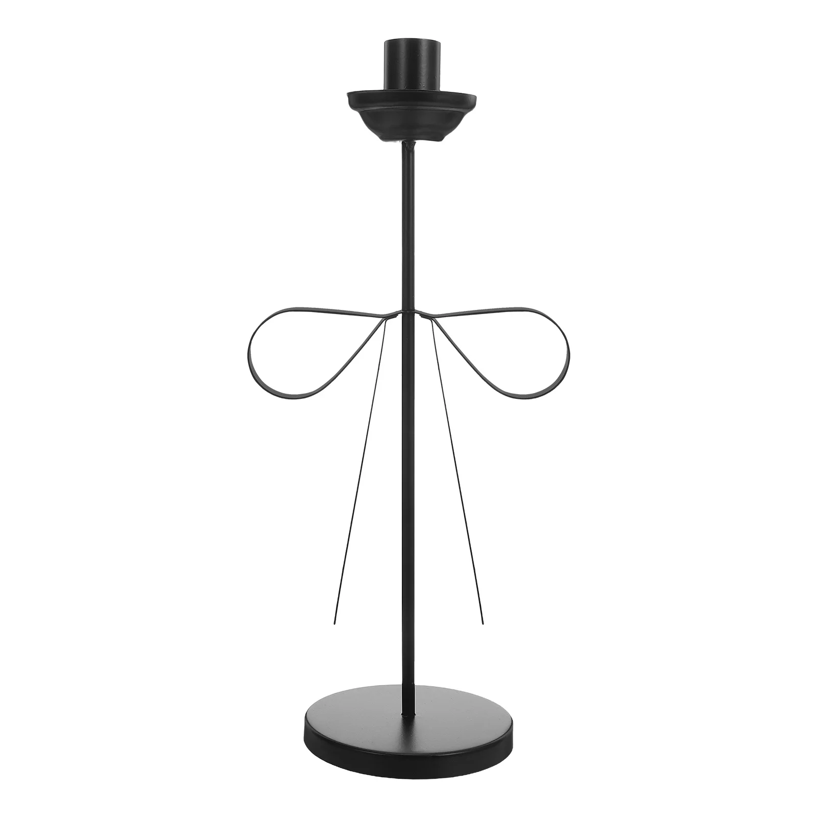 

Black Iron Rustic Bow Taper Holders for Dining Table Centerpieces Wedding Reception Stand Decor Iron Candlesticks