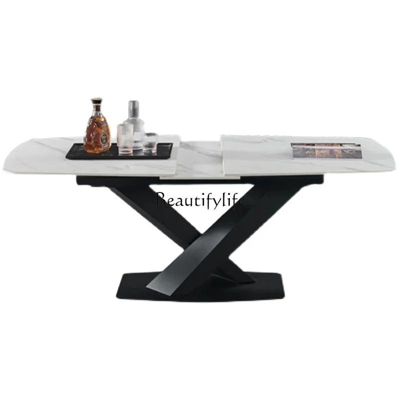 

Italian Stone Plate Dining Table Simple Retractable Rectangular Household Small Apartment Folding Deformation Dining Table