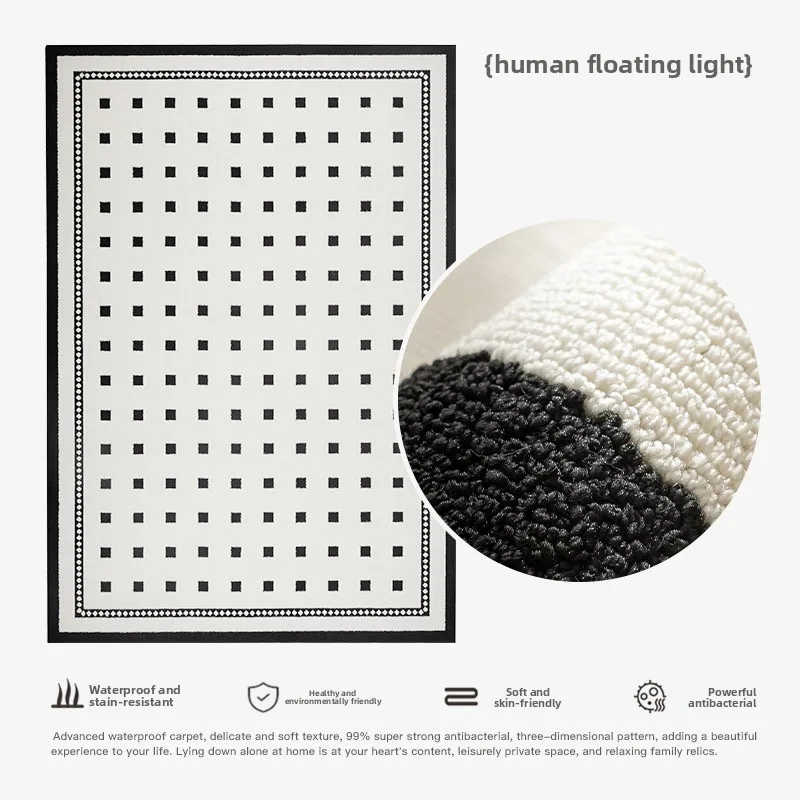 غرفة معيشة شقة بلاكستون مقاومة للماء ومضادة للحشف، سجادة خفيفة فاخرة لغرفة النوم الراقية، مسح بترك وإعادة الأوساخ #2