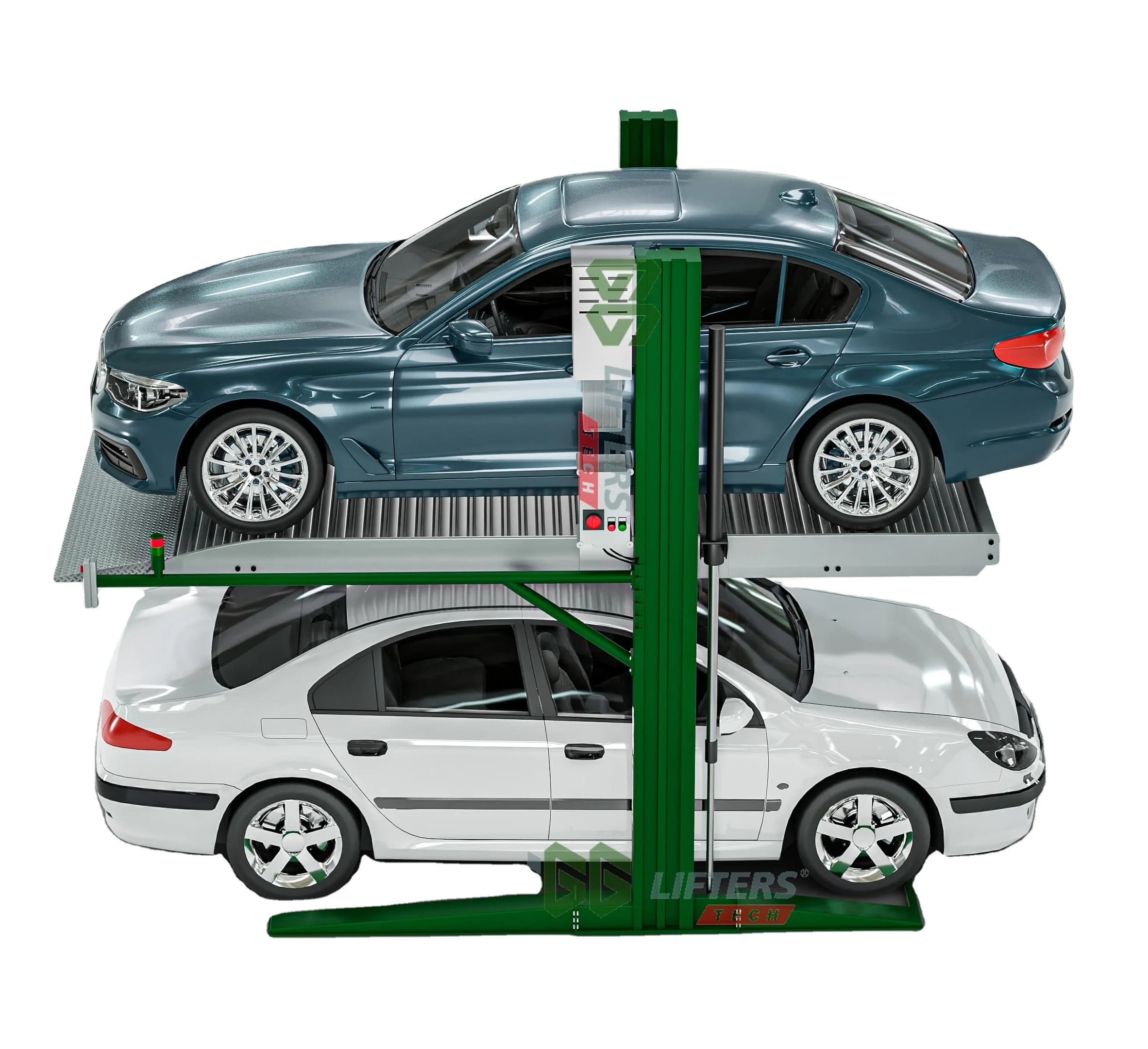 Simple Double Post Double Car Stacker Hydraulic Lift Vertical Car Parking Garage Two Level Hydraulic 2 Post Car Parking Lift