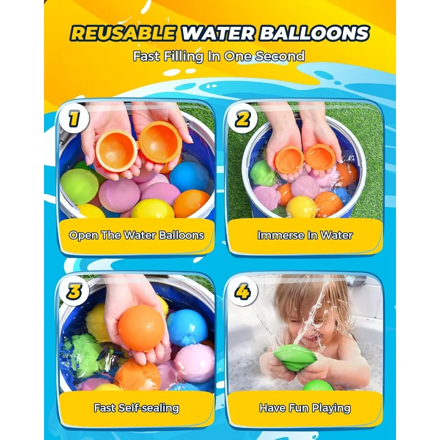 Balões de água reutilizáveis, 20 peças, piscina, praia, brinquedos para diversão no verão, brinquedos aquáticos ao ar livre, jogos para adultos, fora, quintal, natação