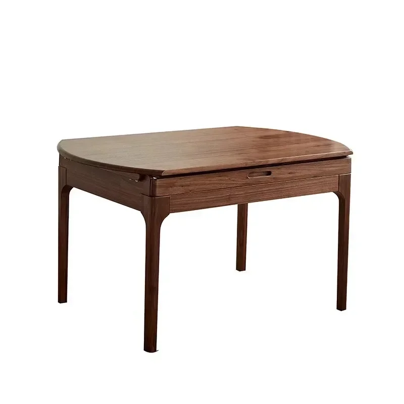 

North American Black Walnut Solid Wood Retractable Dining Table Simple New Chinese Style Drawable Table Rectangular