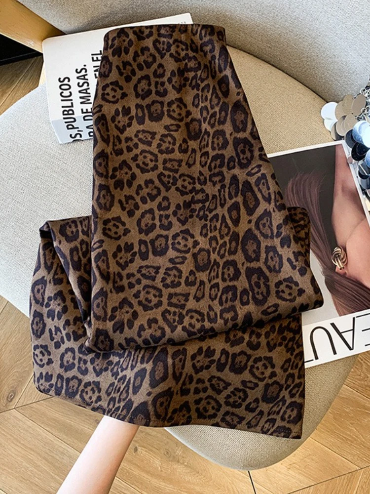 Retro leopard print deer skin velvet half skirt long women's autumn and winter printed bag buttocks fish tail half skirt
