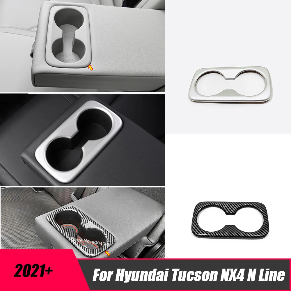 

Car Rear water cup frame Cover Trim Sticker Internal For Hyundai Tucson NX4 N Line 2021-2023 ABS Carbon/matte Accessories