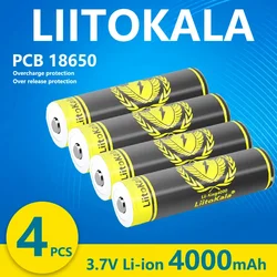 4pcs LiitoKala KING4000-PCB 18650 battery 3.7V 4000mAh li-ion Rechargeable Batteries Hight Power Discharge 30A Larger Current
