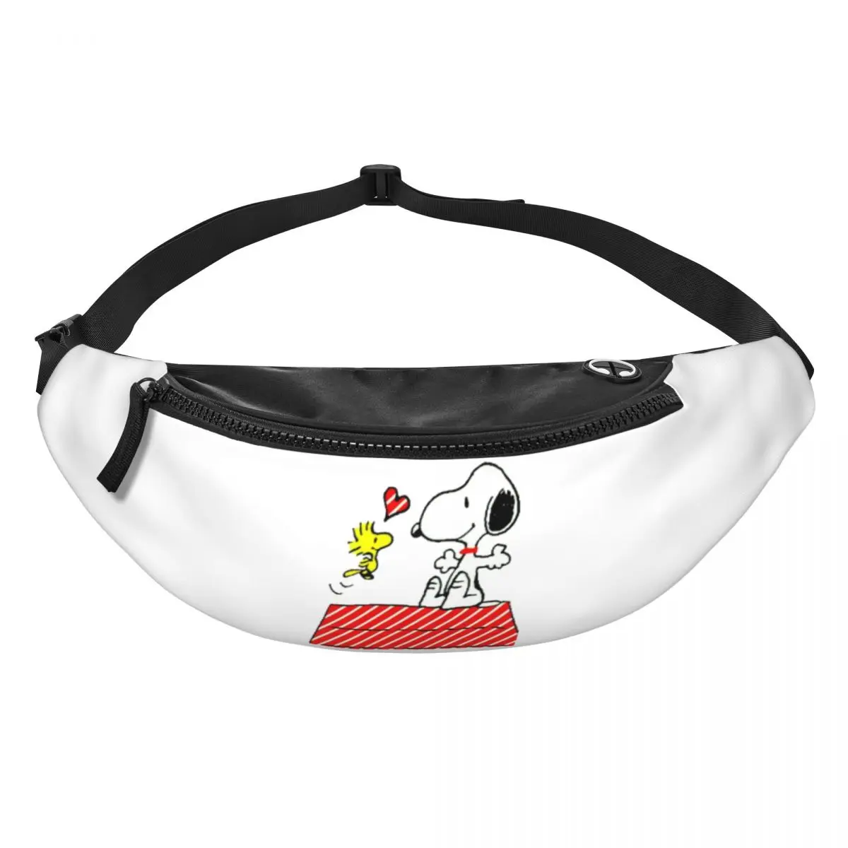 Desenhos animados personalizados Snoopys Fanny Pack para homens e mulheres, listra vermelha, Disney Movie, Crossbody, saco de cintura para correr, bolsa de dinheiro do telefone